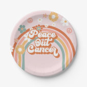 Peace Out Cancer Hippie Rainbow Pappteller (Vorderseite)