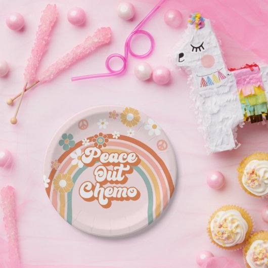 Peace Out Chemo Hippie Rainbow Pappteller (Party)