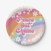 Peace Out Chemo Retro Rainbow Daisy Pappteller (Vorderseite)