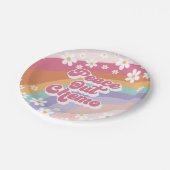 Peace Out Chemo Retro Rainbow Daisy Pappteller (Schrägansicht)
