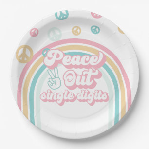 Peace Out Einstellige Retro-Sommer-Regenbogen Pappteller