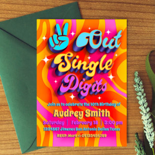 Peace Out einstellige Zahl Ich bin 10 Einladung