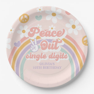 Peace Out einstellige Zahlen 10. Geburtstag Pappteller