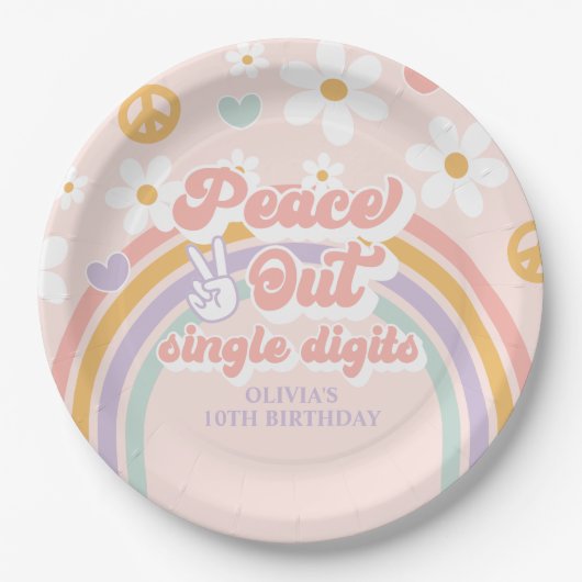 Peace Out einstellige Zahlen 10. Geburtstag Pappteller (Vorderseite)