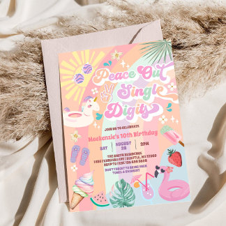 Peace Out Einstellige Zahlen Groovy Daisy Geburtst Einladung