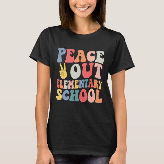 Peace Out Elementarschule Retro Pastel gestern T-Shirt (Vorderseite)