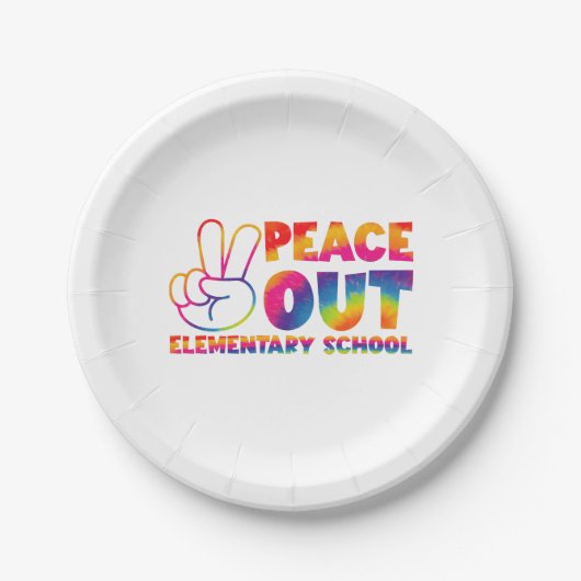Peace Out Elementary School Gefärbte Krawatte Letz Pappteller (Vorderseite)