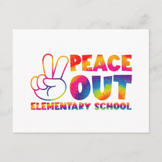Peace Out Elementary School Gefärbte Krawatte Letz Postkarte (Vorderseite)