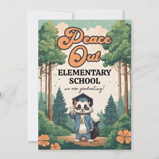 "Peace Out Elementary School" Graduationspartei Einladung (Vorderseite)