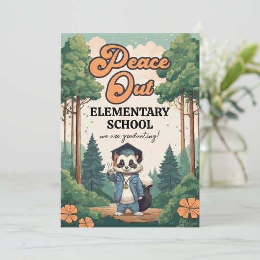 "Peace Out Elementary School" Graduationspartei Einladung (Stehend Vorderseite)