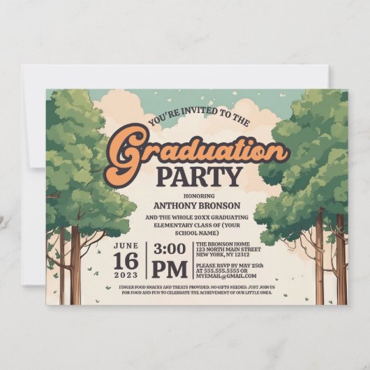 "Peace Out Elementary School" Graduationspartei Einladung (Rückseite)