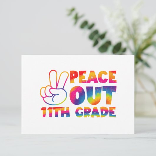 Peace Out Elfte Gefärbte Krawatte 11. Klasse Dankeskarte (Stehend Vorderseite)