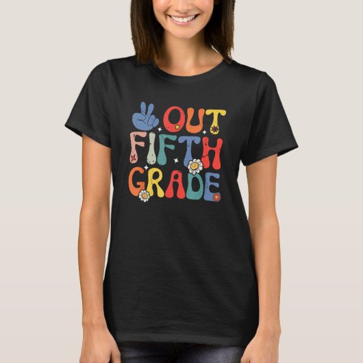 Peace Out Fifth 5th Grade  Elementary School Gradu T-Shirt (Vorderseite)