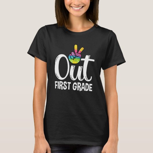Peace Out First 1st Grade Happy Last Day Of School T-Shirt (Vorderseite)