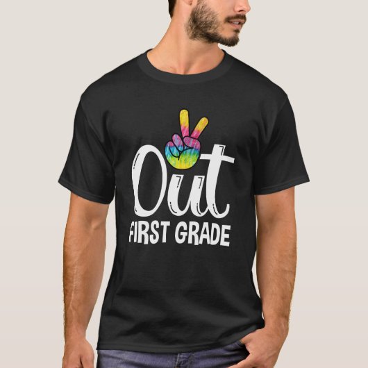 Peace Out First 1st Grade Happy Last Day Of School T-Shirt (Vorderseite)