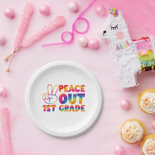 Peace Out First Grade Gefärbte Krawatte Letzter Ta Pappteller (Party)