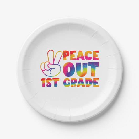 Peace Out First Grade Gefärbte Krawatte Letzter Ta Pappteller (Vorderseite)