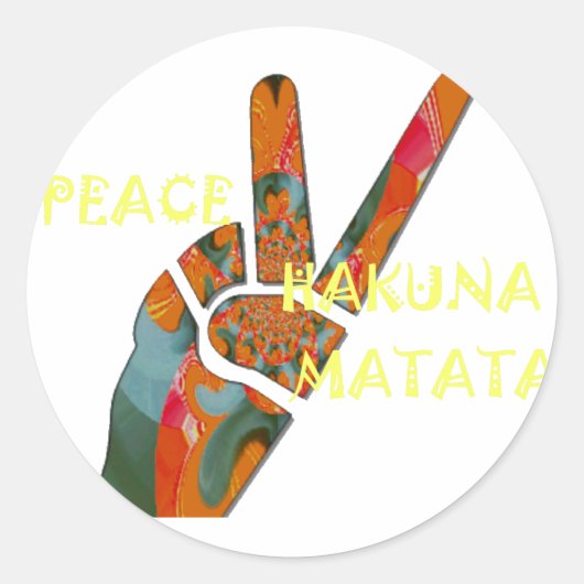 Peace Out: Hakuna Matata Vibes unterzeichnen Runder Aufkleber (Vorderseite)