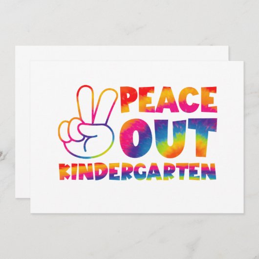 "Peace out Kindergarten" Gefärbte Krawatte letzten Einladung (Vorne/Hinten)