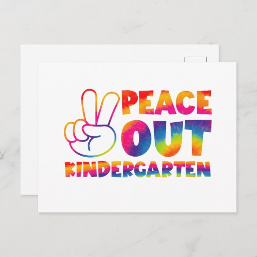 "Peace out Kindergarten" Gefärbte Krawatte letzten Postkarte (Vorne/Hinten)
