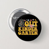 Peace Out Kindergarten Groovy Letzten Schultag Button (Vorne & Hinten)