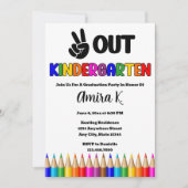 Peace Out Kindergarten Spaß Farbenfroher Abschluss Einladung (Vorderseite)
