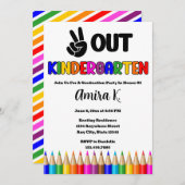 Peace Out Kindergarten Spaß Farbenfroher Abschluss Einladung (Vorne/Hinten)