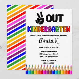 Peace Out Kindergarten Spaß Farbenfroher Abschluss Einladung