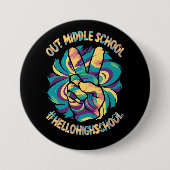 Peace Out Middle Hello High School Gefärbte Krawat Button (Vorderseite)