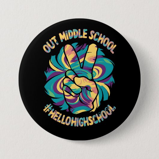 Peace Out Middle Hello High School Gefärbte Krawat Button (Vorderseite)