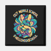 Peace Out Middle Hello High School Gefärbte Krawat Magnet (Vorne)