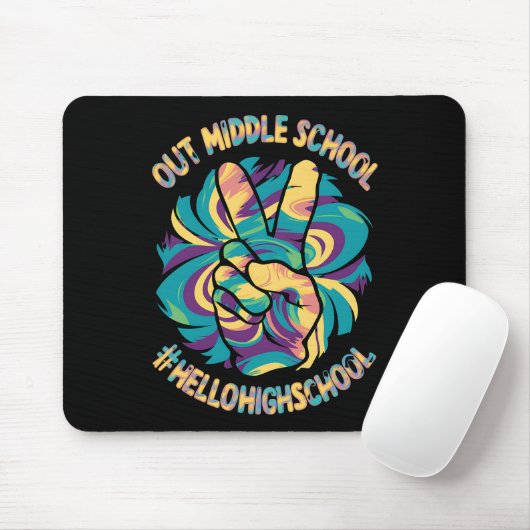 Peace Out Middle Hello High School Gefärbte Krawat Mousepad (Mit Mouse)