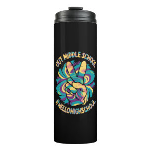 Peace Out Middle Hello High School Gefärbte Krawat Thermosbecher