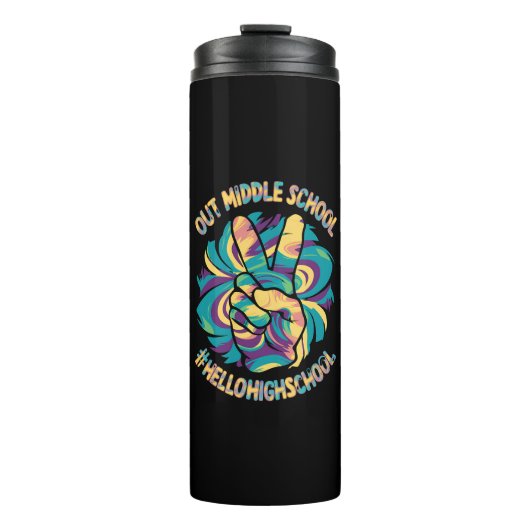 Peace Out Middle Hello High School Gefärbte Krawat Thermosbecher (Vorderseite)