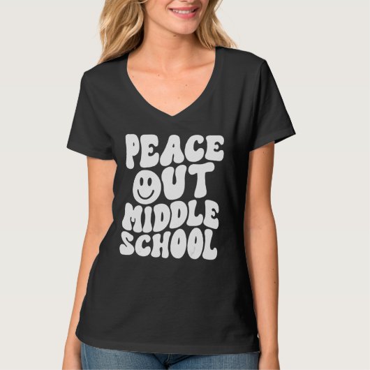 Peace Out Middle School Groovy Hippie Last Day of  T-Shirt (Vorderseite)
