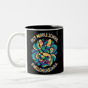 Peace Out Mittelstufe Hallo Oberstufe School Tie D Zweifarbige Tasse