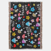 Peace Out Mushroom und Blume Hippie Throw Blanket Decke (Vorderseite Vertikal)