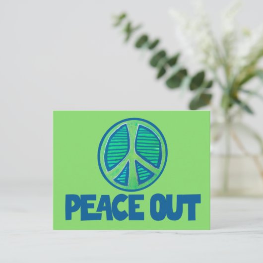 Peace Out Peace Sign Postkarte (Stehend Vorderseite)
