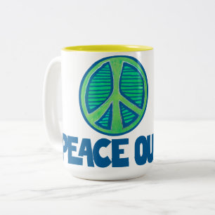 Peace Out Peace Sign Zweifarbige Tasse