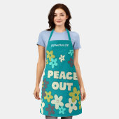 Peace Out Retro 60er Daisy Blume Personalisiert Schürze (Getragen)