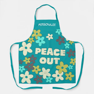 Peace Out Retro 60er Daisy Blume Personalisiert Schürze