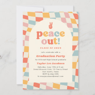 Peace Out Retro Groovy 70er Graduation Party Einladung