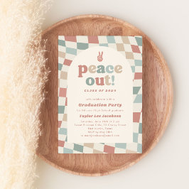 Peace Out Retro Groovy 70er Graduation Party Einladung