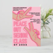 Peace Out School Pink Neights Lights Abschluss Ankündigung (Stehend Vorderseite)