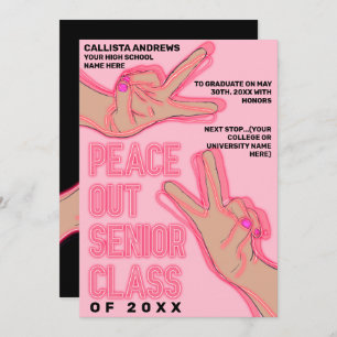 Peace Out School Pink Neights Lights Abschluss Ankündigung
