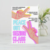 Peace Out School Pink Neights Lights Abschluss Ankündigung (Stehend Vorderseite)