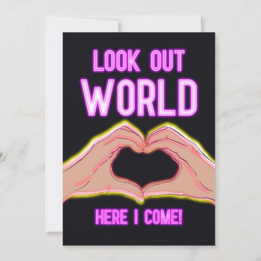 Peace Out School Pink Neights Lights Abschluss Ankündigung (Rückseite)