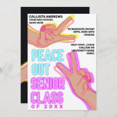 Peace Out School Pink Neights Lights Abschluss Ankündigung (Vorne/Hinten)