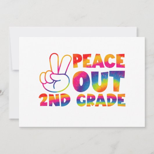 Peace Out Second Grade Gefärbte Krawatte Letzter T Ankündigung (Vorderseite)