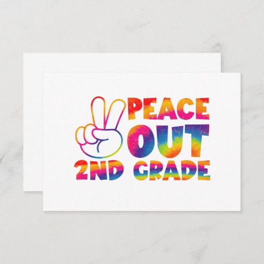 Peace Out Second Grade Gefärbte Krawatte Letzter T Dankeskarte (Vorne/Hinten)